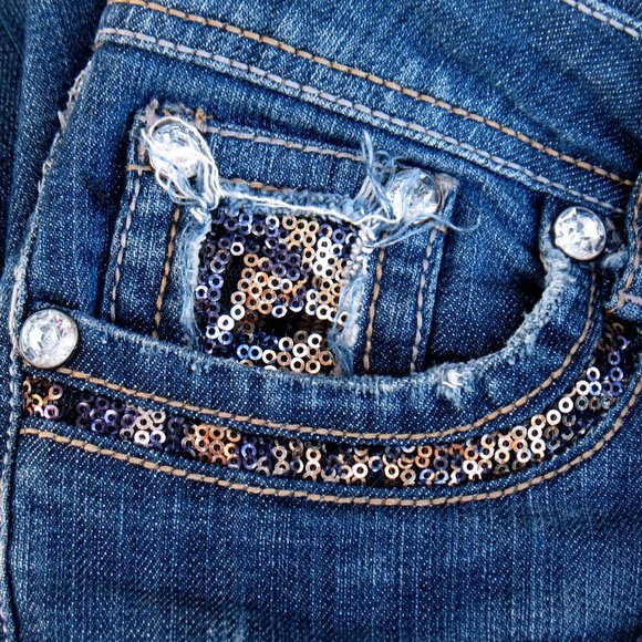 Grace In LA Bootcut Flare Flap Pockets Sz 27 - Picture 6 of 10